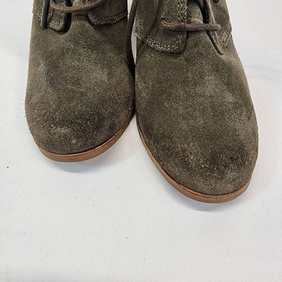 Toms LUNATA Women's Lace Up Booties Suede Olive Green Size 6.5 - Picture 7 of 12